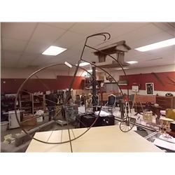 WROUGHT IRON YARD ORNAMENT - PENNY FARTHING BIKE APPROX 3' TALL