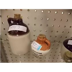 MINITURE CLAY WHISKEY JUGS - 2 TTL