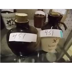 MINITURE CLAY WHISKEY JUGS - 2 TTL