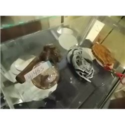 BELT BUCKLE - GLASS BALL - CARVED STOPPER ETC