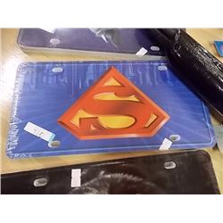 PACKAGE OF NOVELTY LICENSE PLATES -10 / PKG -SUPER MAN CREST