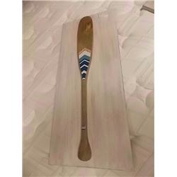 DECORATIVE HAND CRAFTED WOOD PADDLE ON PLAQUE