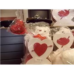NEW TEDDY BEAR IN HEART BOX 7 X 7" ) - I LOVE YOU - SMALL. WITH 1 TEDDY
