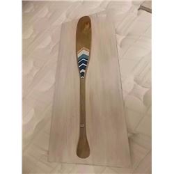 DECORATIVE HAND CRAFTED WOOD PADDLE ON PLAQUE