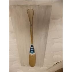 DECORATIVE HAND CRAFTED WOOD PADDLE ON PLAQUE