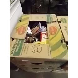 LARGE BANANA BOX OF ASSORTED FOOD ITEMS