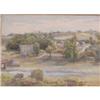 Image 1 : CUTTS, Gertrude Spurr, A.R.C.A., 1858-1941.  "View of the Bridge spanning the River".  Aquarelle,...