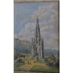 COLVILLE, George Garden, 1887-1970.  "Scott Monument, Edinburgh".  Aquarelle, signée et titrée....