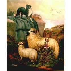 CLEMINSON, Robert, (Act. 1865-1868).  "Highland Pastures".  Huile sur toile, signée et datée "188...