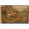 Image 1 : HERRING, John Frederick, Jr., 1815-1907.  "Horses and Farmyard Animals outside the Barn".  Huile...