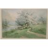 Image 1 : WEBER, Carl, 1850-1921.  "Grazing Sheep under the Apple Blossoms"....