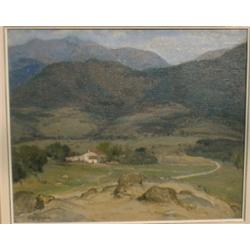 JOLY DE BEYNAC, René Marie, 1876-1968.  "Paysage en Espagne". Huile sur toile, signée.  École fra...