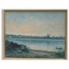 Image 1 : ST. CHARLES, Joseph A., A.R.C.A., 1868-1956.  "View of a Village along the Richelieu River".  Hui...