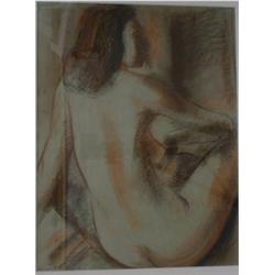 MASSON, Henri Léopold, 1907-1996.  "Seated Nude".  Pastel, signé....