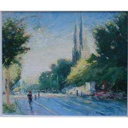 LE FRANÇOIS, Roch.  "Église Beaubien, rue St. Denis, Montréal".  Huile sur toile, signée.  Signée...