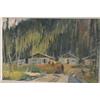 Image 1 : BOUCHARD, Lorne Holland, R.C.A.  "Logging Camp, Gaspé".  Huile sur panneau, signée, signée et tit...