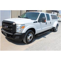 2012 FORD F350 Pickup Truck SN:1FT8W3C68CEB55051 --crew cab, dually, V8 gas, A/T, AC, camper shell, 