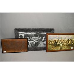 Lot of Three Framed Pictures : Black & White Photo " Buckingham Palace & Guards" - Color Print " Sol