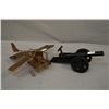 Image 1 : Lot of Two Items : .50 Cal Perc Hand Made Single Trail Model Cannon - Copper Model of Musical Plane,