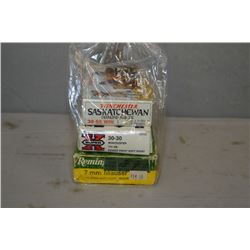 Bag Lot : Box ( 19 rnds ) Remington .7 MM Mauser Cal Fact Ammo - Box ( 14 rnds) Winchester .30 - 30 