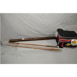 Lot of Two Items - Vintage "Scott" Bamboo Fly Fishing Rodw w/ 2 tips - Soft Bass Pro Shops Tackle Bo