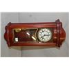Image 1 : Reproduction Antique Style Mahogany Toned Wall Clock "31 Day" Westminster Chimes w/ pendulum & key