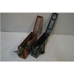 Lot of Two Period Correct German .8 MM Ammunition Metal Boxes [ one black, one red, each containing 