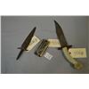 Image 1 : Lot of Three Items : Large Antique Bowie Style Knife w/ antler handle From The Pound Maker Saskatche