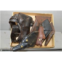 Tray Lot : Antique Leather Old Single Action Style Belt & Holster - antique leather flap holster ( 1