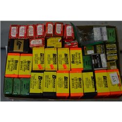 Tray Lot : .6 MM Cal Bullets [ Various Maker & Weights , some full & some part boxes ]