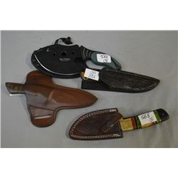 Bag Lot : Four Knives w/sheaths : Ken Onion Design Shakaulu - Smith Made Custom Knife - Cherokee Sto