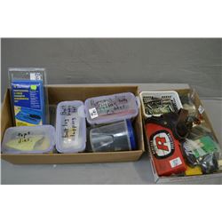 Lot of Two Items Tray & Box Lot : Two bags of various sling swivels, Redfield bore sighter - two lea