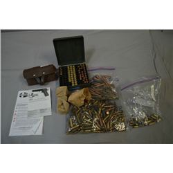Tray Lot : Pouch w/ 20 rnds 7.62 x 39 ammo - plastic tray w/ 24 rnds 7.62 Tok ammo - 28 rnds .45 Aut