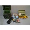 Image 1 : Box Lot : Camo Plastic Shooting Chair - Plano Tackle Box w/ tackle - Wood Stream Tackle Box w/ tackl