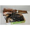 Image 1 : Lot of Two Items : Tray : Various Gun Parts - Bundle : Seven Rifle Slings [ some w/ swivels ] - Four
