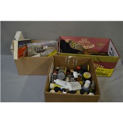 Lot of Three Boxes : Gun Cleaning Supplies, leather slings - brushes - bullet puller, etc.