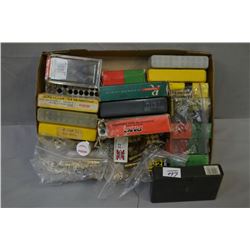 Tray Lot : Assorted Bullets - loose ammo [ possibly some reloads ] & brass etc.