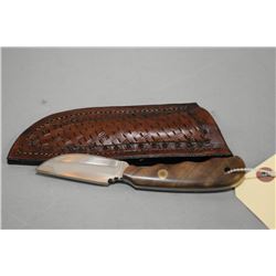 Hand Made Knife by Floyd Ternier, Armstrong, B. C. with handmade leather sheath [ appears as new ]