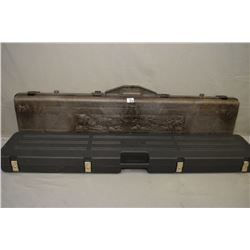 Lot of Two Items : Brown Toned Contico Luggage Style Plastic Double Case - Black Gun Locker Luggage 
