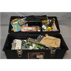 Large selection of new fishing tackle and reels w/ almost new black tool box