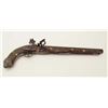 Image 1 : 20th century manufactured North African  flintlock pistol, approximately .65 caliber.   The pistol i