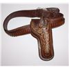 Image 1 : Early authentic Mexican Pitiado and leather  holster with matching cartridge belt  appearing to be f