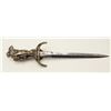 Image 12 : Exhibition quality mid-Victorian era cast  bronze figural dagger with rich silver and  gold gilt. Th