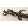 Image 16 : Exhibition quality mid-Victorian era cast  bronze figural dagger with rich silver and  gold gilt. Th