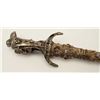 Image 6 : Exhibition quality mid-Victorian era cast  bronze figural dagger with rich silver and  gold gilt. Th