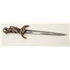Image 9 : Exhibition quality mid-Victorian era cast  bronze figural dagger with rich silver and  gold gilt. Th