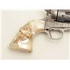 Image 3 : Engraved Colt SAA revolver, .45 caliber,  4.75” barrel, nickel finish, raised carved  eagle pearl gr