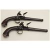 Image 20 : Pair of silver mounted English flintlock  Queen Ann style pistols, .60 caliber, 6.5”  screw-off cann