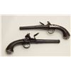 Image 2 : Pair of silver mounted English flintlock  Queen Ann style pistols, .60 caliber, 6.5”  screw-off cann