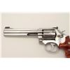 Image 7 : Smith & Wesson Model 617 DA revolver, .22LR  caliber, 6” barrel, stainless, finger groove  wood meda
